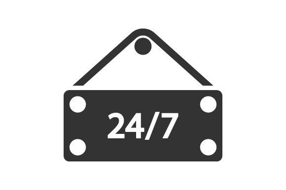 24 Hours Open Shop Icon