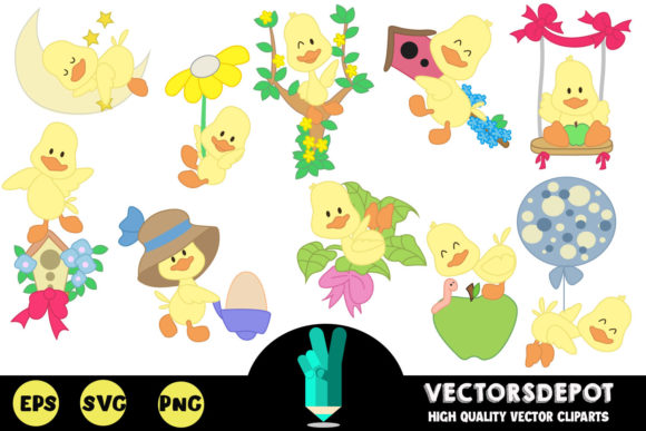 Cute Little Ducks Clipart