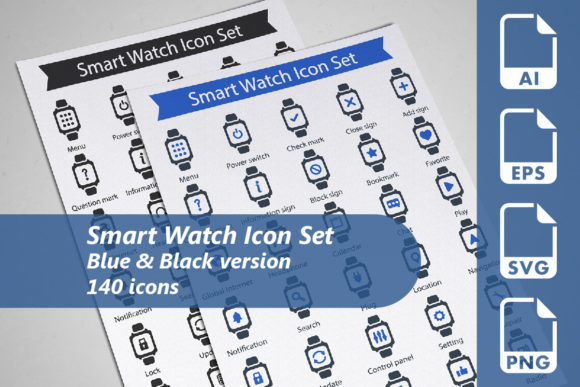 Smart Watch Icon Set: A Graphic Design Asset for Modern Content